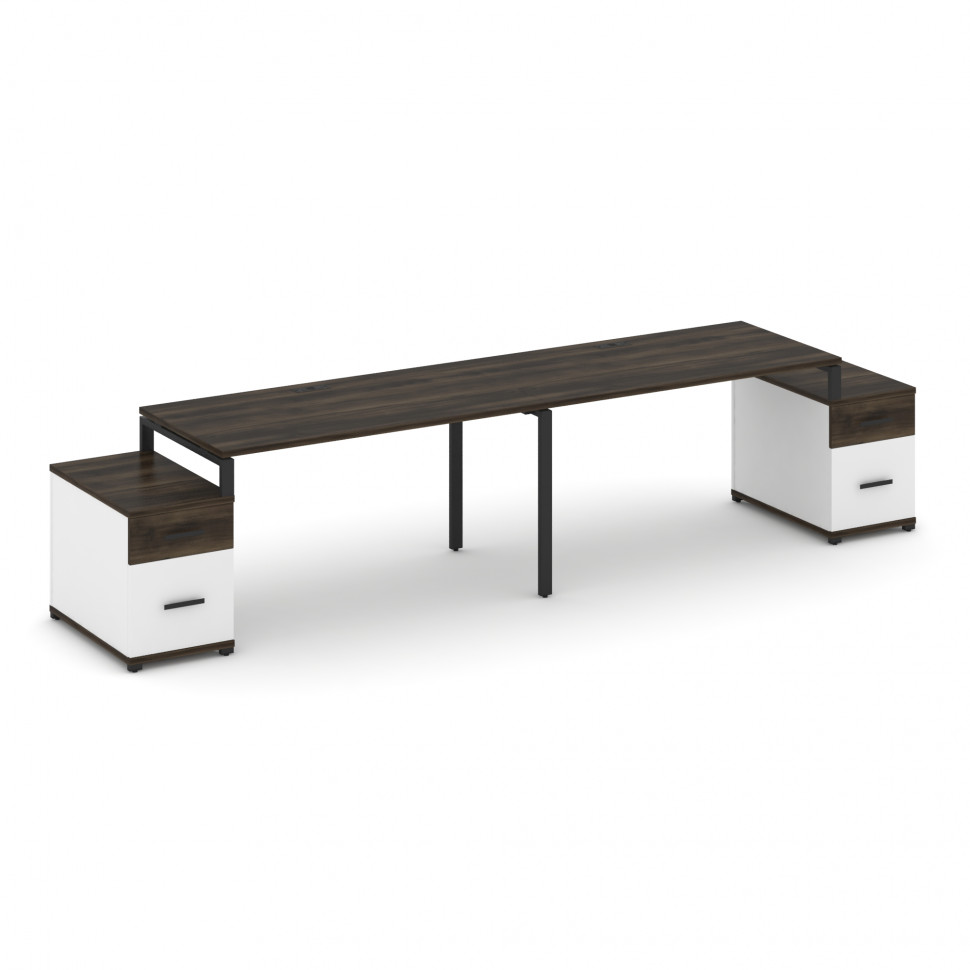 Concept Рабочая станция 2 места с 2 опорными тумбами CN.ORS-323 B Дуб Мали/Белый Бриллиант/Металл Че