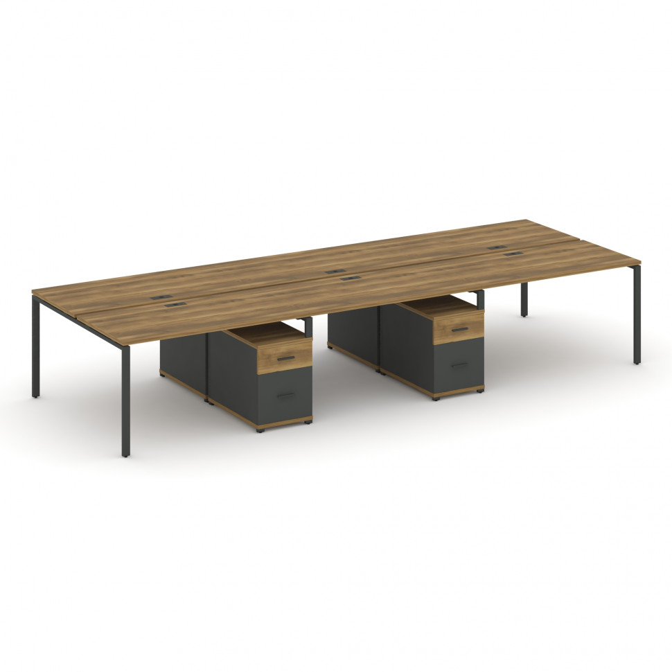 Concept Рабочая станция 6 мест с 2 двухсторонними опорными тумбами CN.DRS-345 A Сандал Янтарный/Антр Concept Рабочая станция 6 мест с 2 двухсторонними опорными тумбами CN.DRS-345 A Сандал Янтарный/Антр