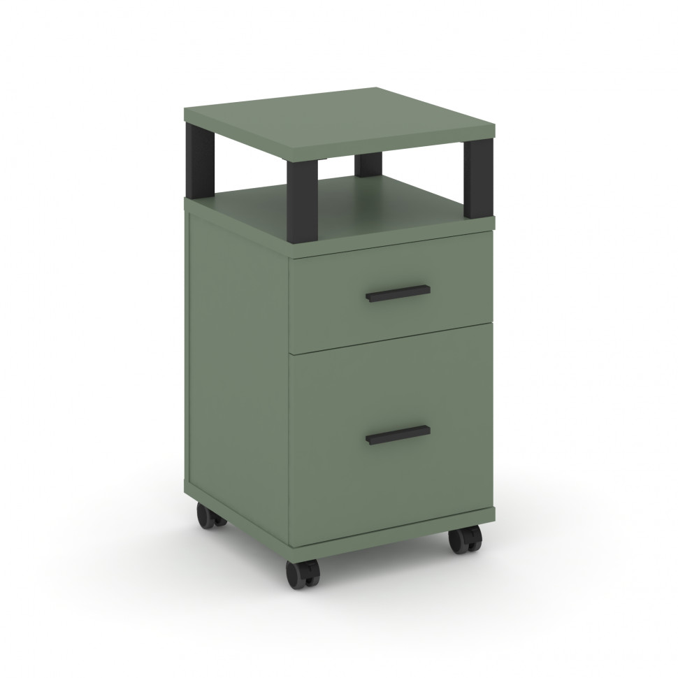 Concept Тумба мобильная 1 ящ.+1 распаш. фасад с надставкой CN.TUM-010 B Кобо/Металл Черный 420*420*7