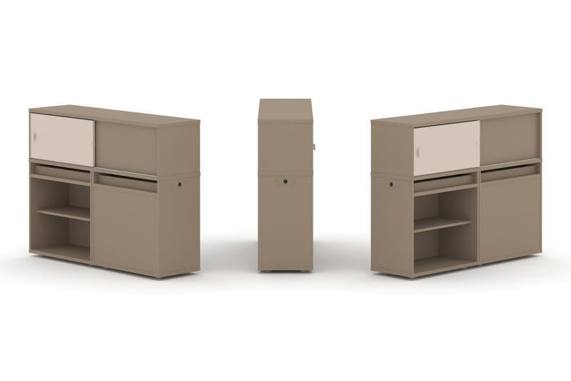 Estetica Набор №14. Тумба двойная+низкая надставка ES.NB.2N-14 Латте/Капучино 1500*410*1135