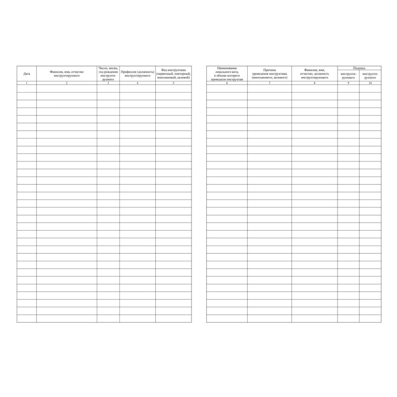 Журнал регистрации инструктажа по охране труда на рабочем месте КЖ 132Б