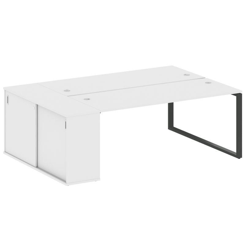 Metal System Рабочая станция с шкафом-купе на О-образном м/к БО.РС-СШК-1.5 Т Белый/Металл Антрацит 2