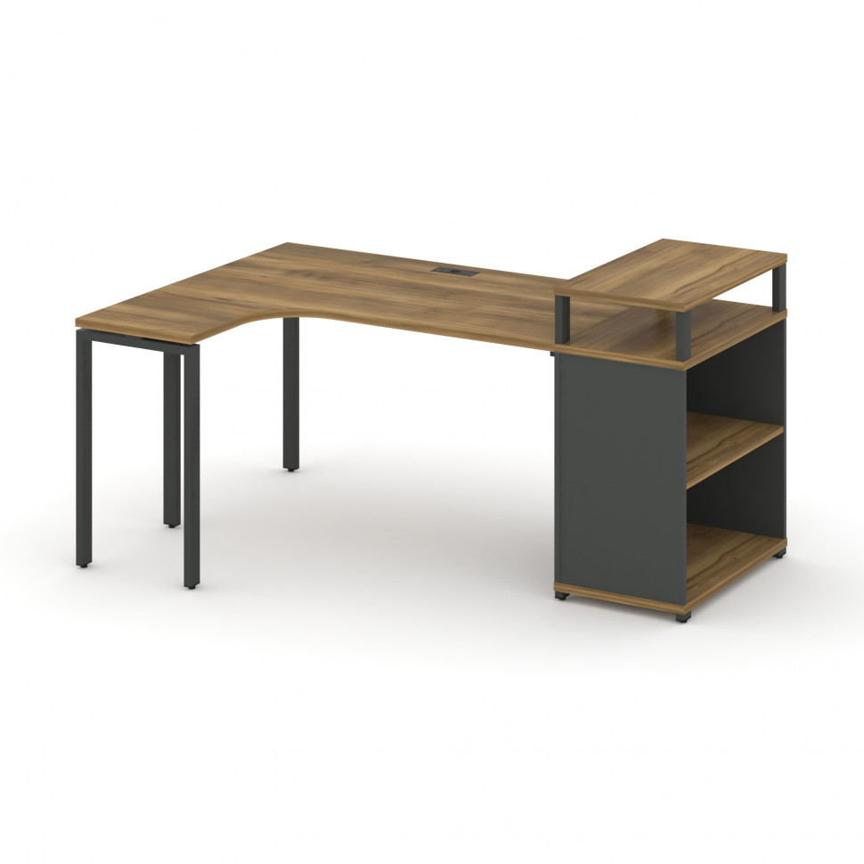 Concept Стол эргономичный с опорным стеллажом с верх. горизонтом CN.SA-204(L) Сандал Янтарный/Антрац