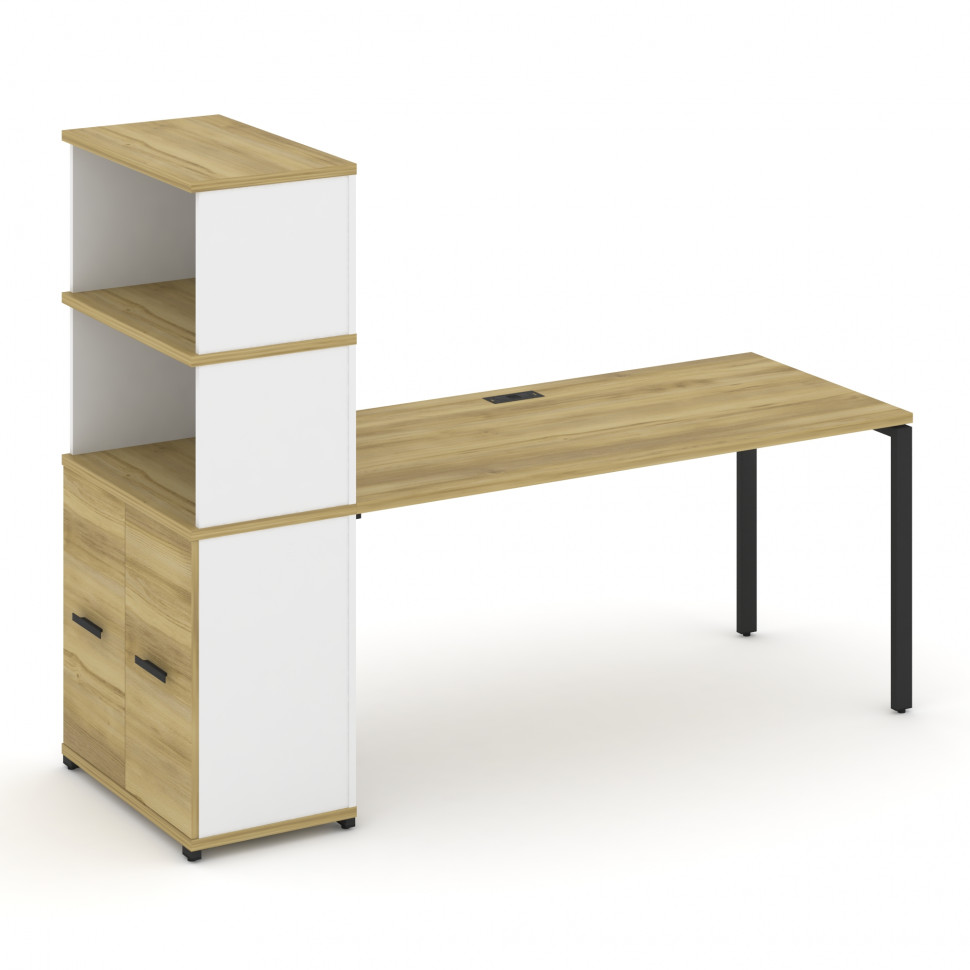 Concept Стол рабочий с опорным распаш. шкафом с надставкой выс. CN.SP-232 B Дуб Винченцо/Белый Брилл