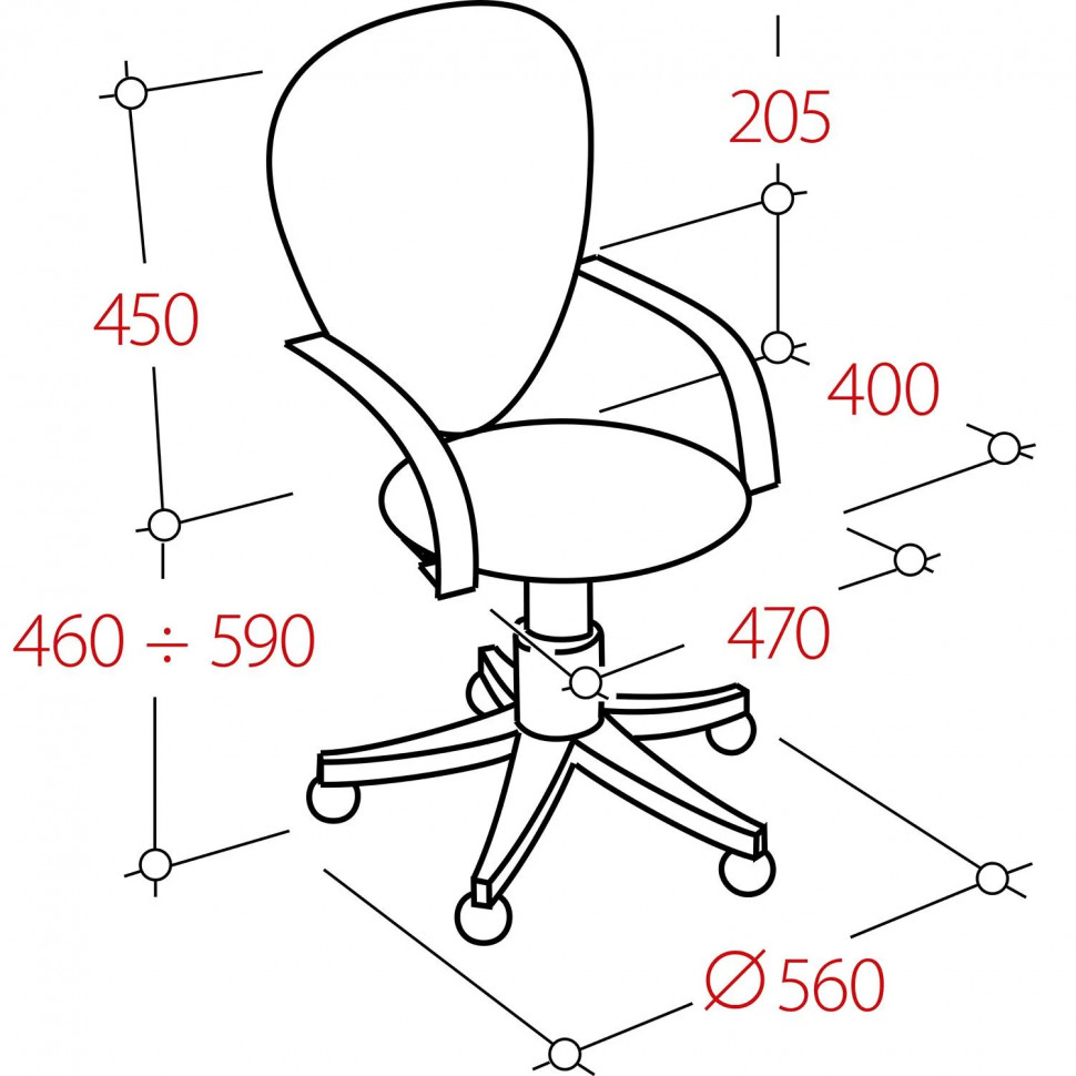 Кресло VB_CH797 сетка, локоть Т, ткань черная (664024)