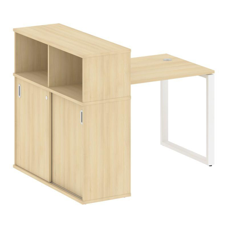 Metal System Стол письменный с шкафом-купе на О-образном м/к БО.РС-СШК-3.1 Т Акация Лорка/Металл Бел