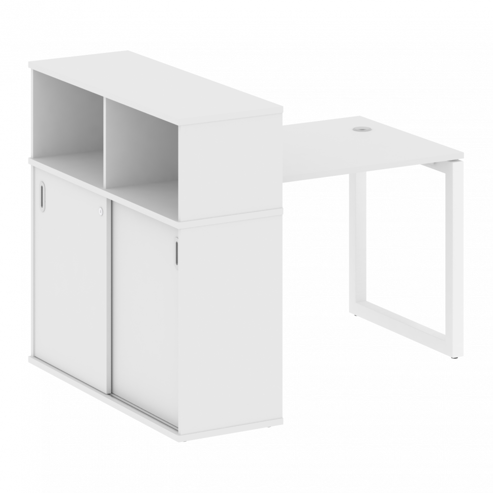 Metal System Quattro Стол письменный с шкафом-купе на О-образном м/к 50БО.РС-СШК-3.1 Т Белый/Металл Metal System Quattro Стол письменный с шкафом-купе на О-образном м/к 50БО.РС-СШК-3.1 Т Белый/Металл