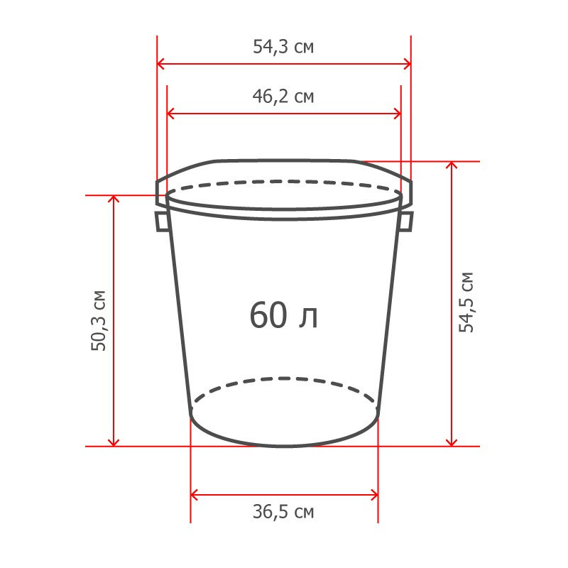 Бак для отходов 60л пластик, зеленый для пищ./непищ. прод. (до -30)