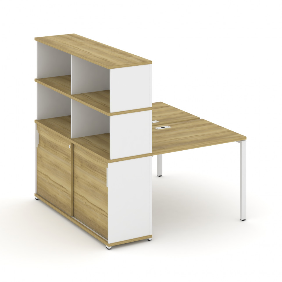 Concept Рабочая станция с опорным шкафом-купе с надставкой выс. CN.DRS-241 W Дуб Винченцо/Белый Брил