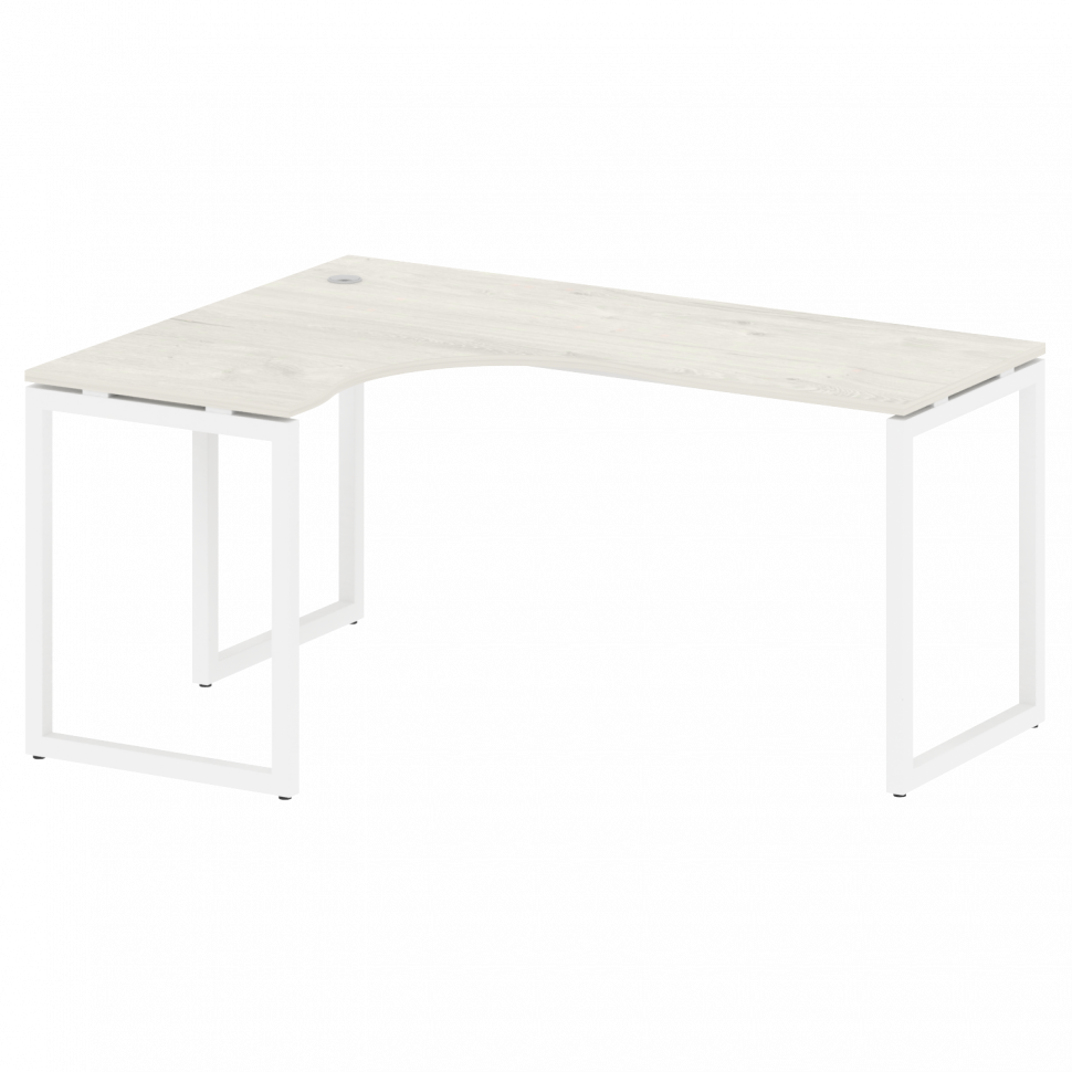 Metal System Quattro Стол криволинейный левый на О-образном м/к 40БО.СА-4 (L) Дуб Наварра/Металл Бел