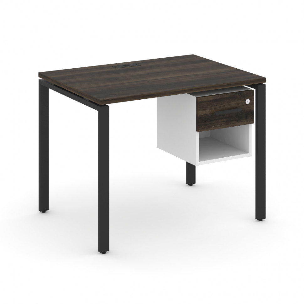 Concept Стол рабочий с подвесной тумбой 1 открытой нишей и одним ящ. CN.SP-117 B Дуб Мали/Белый Брил