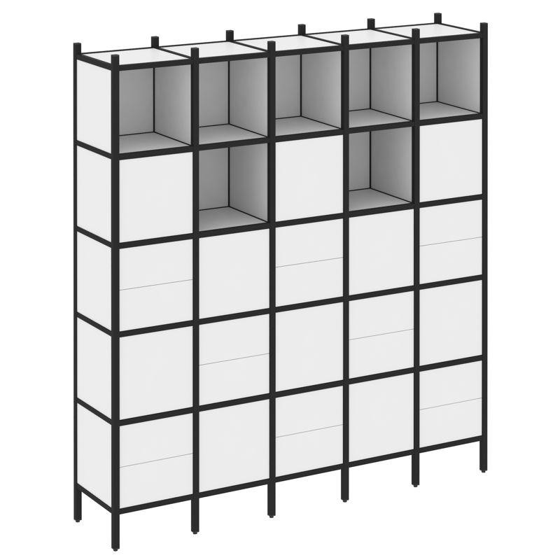 Loft Прямой стеллаж VR.L-10 Белый Бриллиант/Металл Черный 2110*446*2280