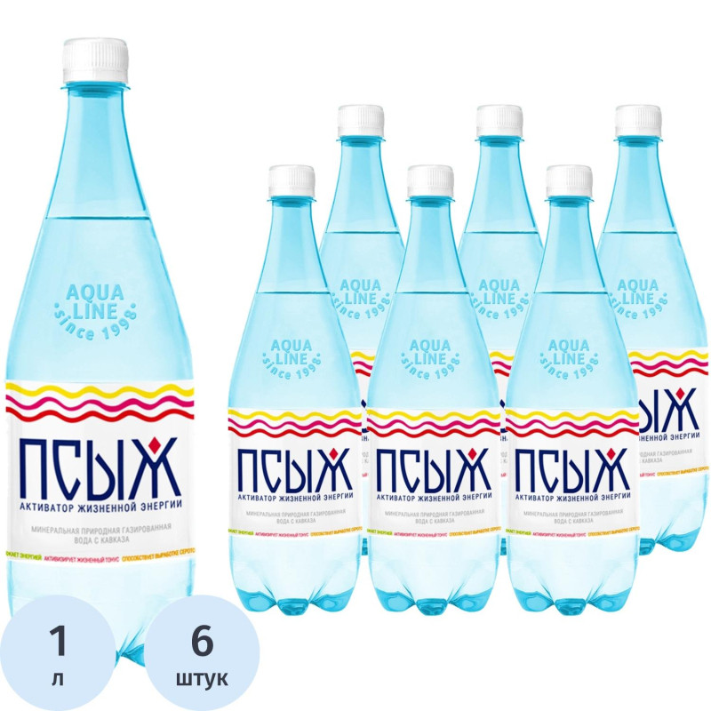 Вода минеральная Псыж лечебно-столовая газированная 1л пэт