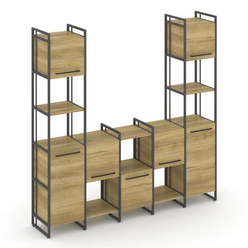 Rift Шкаф комбинированый RF.NS-001 Дуб Винченцо/Металл Антрацит/Черный Ручки 2020*396*2010