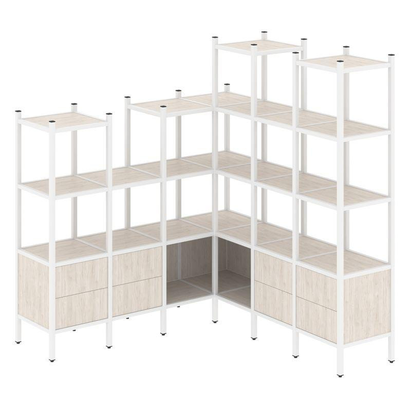 Loft Угловой внутренний стеллаж VR.L-41 Денвер Светлый/Металл Белый 1694*1694*1869