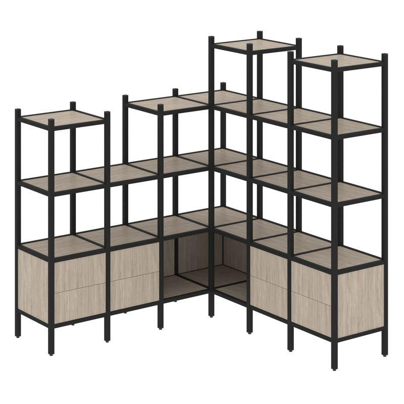 Loft Угловой внутренний стеллаж VR.L-41 Дуб Аттик/Металл Черный 1694*1694*1869 Loft Угловой внутренний стеллаж VR.L-41 Дуб Аттик/Металл Черный 1694*1694*1869