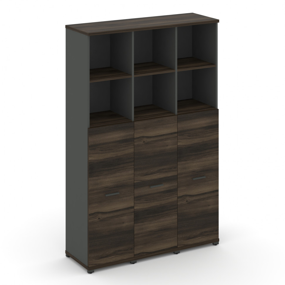 Concept Шкаф 3 узкие секции, 5 ниш CN.STU-534 A Дуб Мали/Антрацит/Металл Антрацит 1252*420*1922