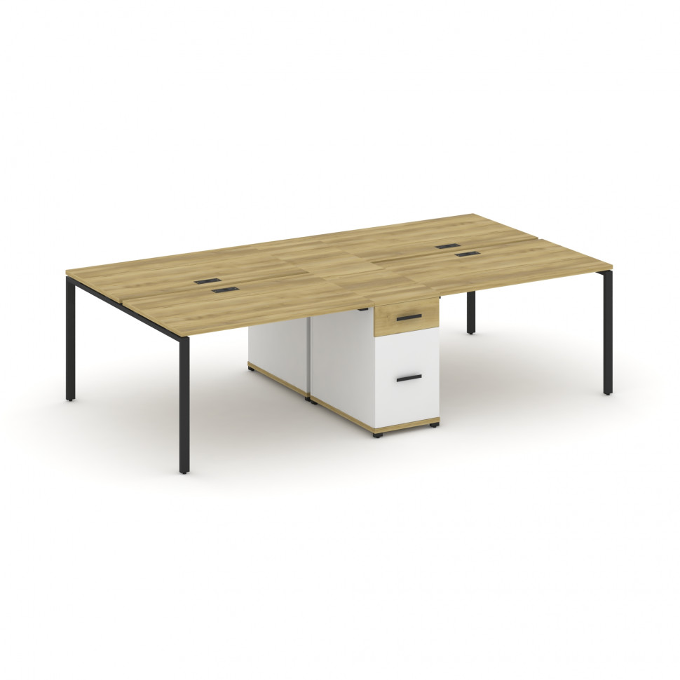 Concept Рабочая станция 4 места с 1 опорной тумбой CN.DRS-422 B Дуб Винченцо/Белый Бриллиант/Металл Concept Рабочая станция 4 места с 1 опорной тумбой CN.DRS-422 B Дуб Винченцо/Белый Бриллиант/Металл