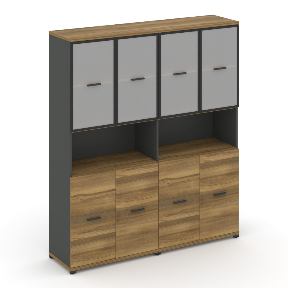 Concept Шкаф 2 широкие секции, 5 ниш CN.STS-523 RMB A Сандал Янтарный/Антрацит/Металл Антрацит/Сатин