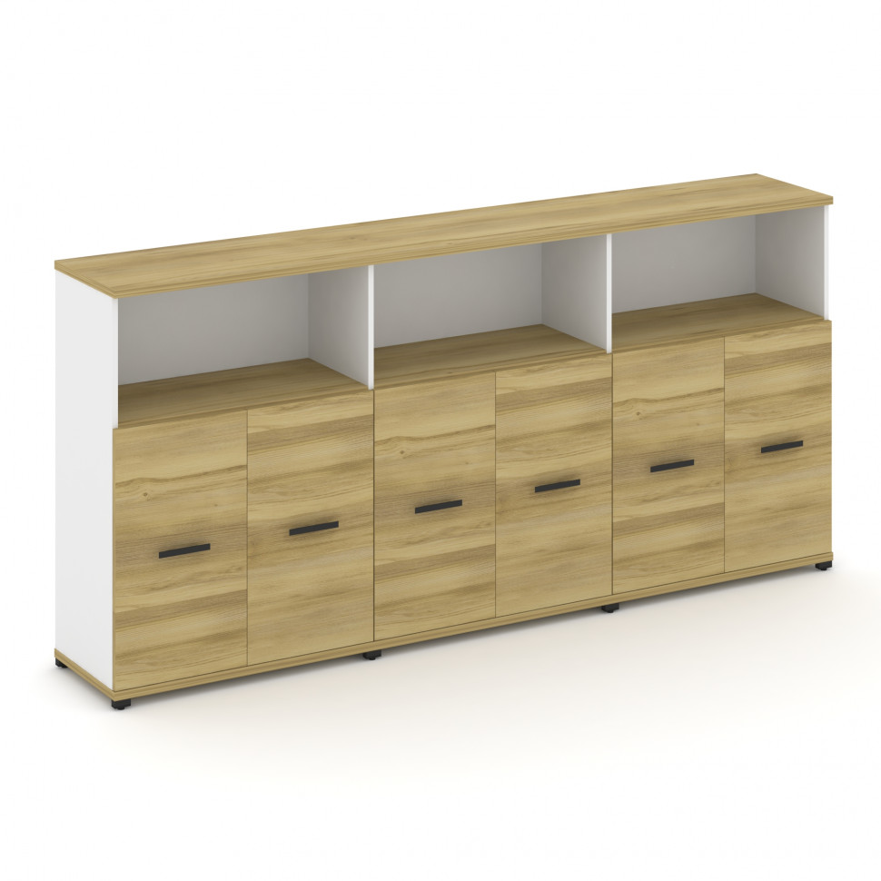 Concept Шкаф 3 широкие секции, 3 ниши CN.STS-333 B Дуб Винченцо/Белый Бриллиант/Металл Черный 2500*4