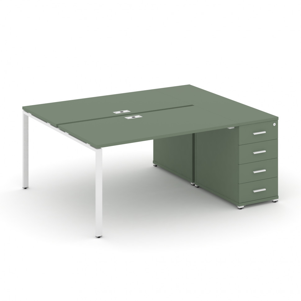 Concept Рабочая станция с 1 опорной тумбой CN.DRS-401 W Кобо/Металл Белый 1400*1480*750 Concept Рабочая станция с 1 опорной тумбой CN.DRS-401 W Кобо/Металл Белый 1400*1480*750