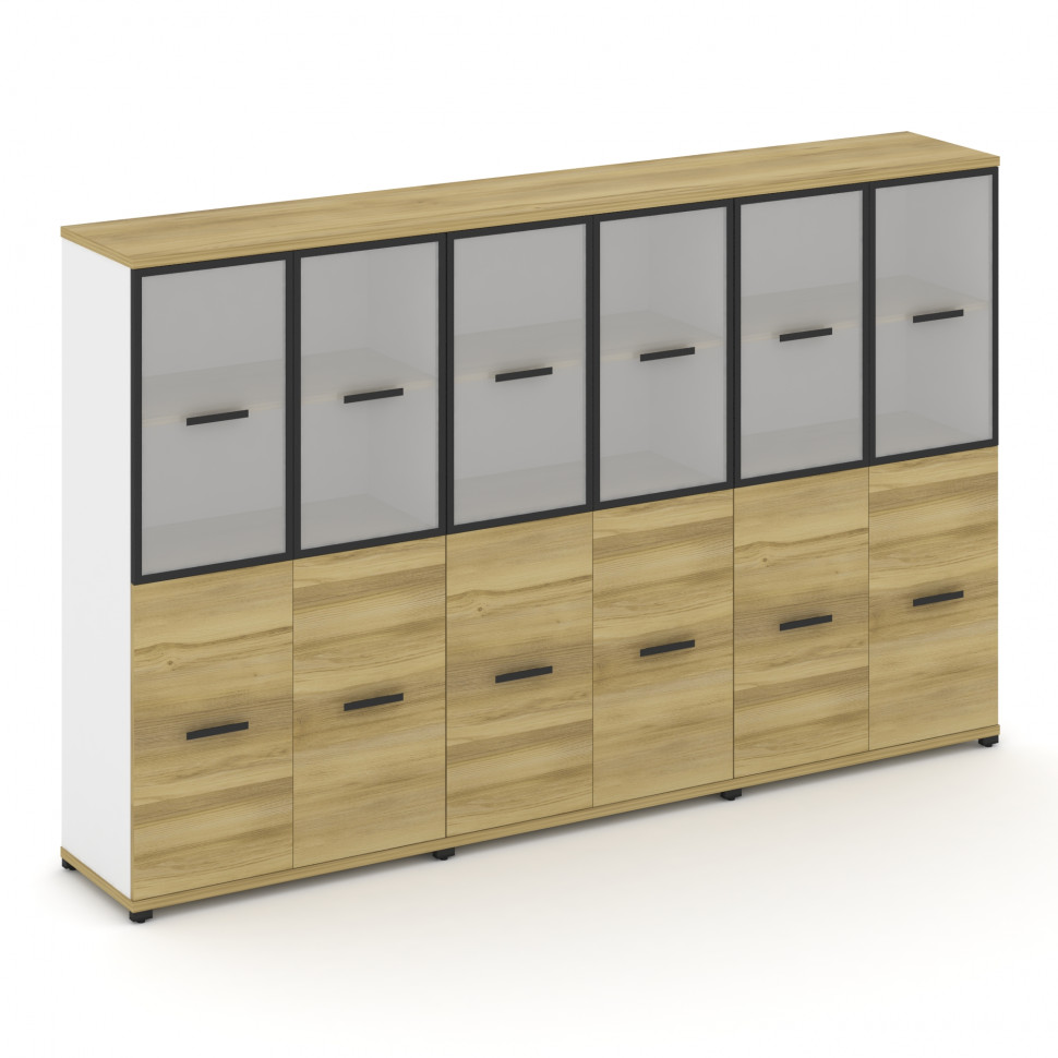 Concept Шкаф 3 широкие секции, 4 ниши CN.STS-432 RMB B Дуб Винченцо/Белый Бриллиант/Металл Черный/Са Concept Шкаф 3 широкие секции, 4 ниши CN.STS-432 RMB B Дуб Винченцо/Белый Бриллиант/Металл Черный/Са