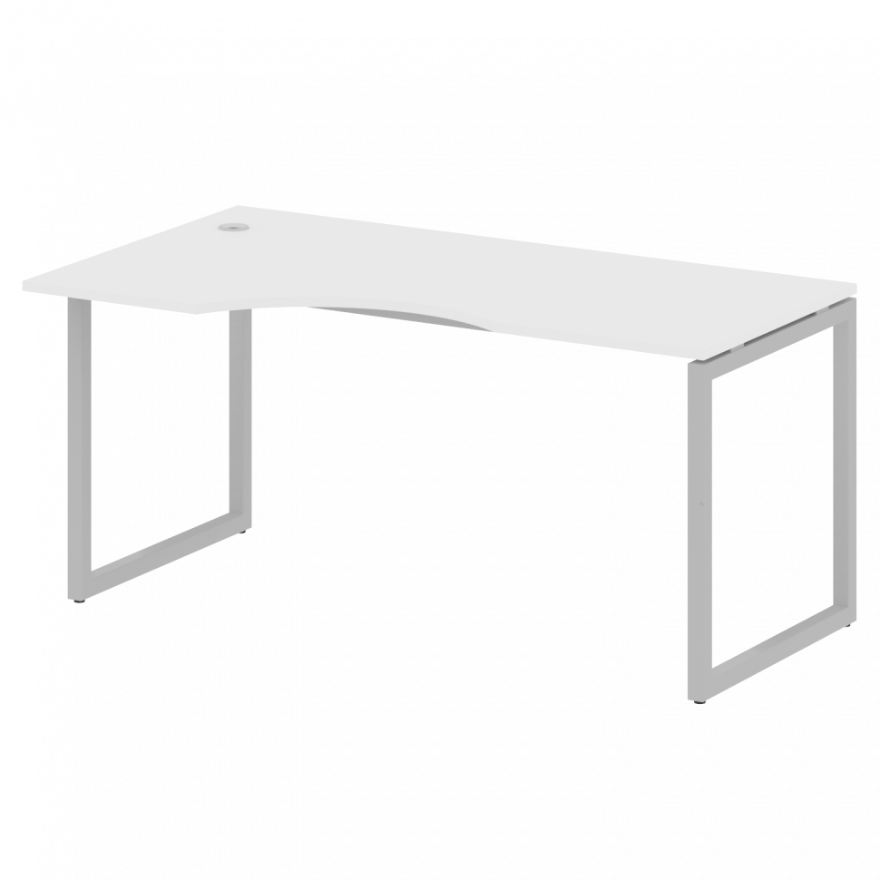 Metal System Quattro Стол криволинейный левый на О-образном м/к 40БО.СА-1 (L) Белый/Металл Серый 160