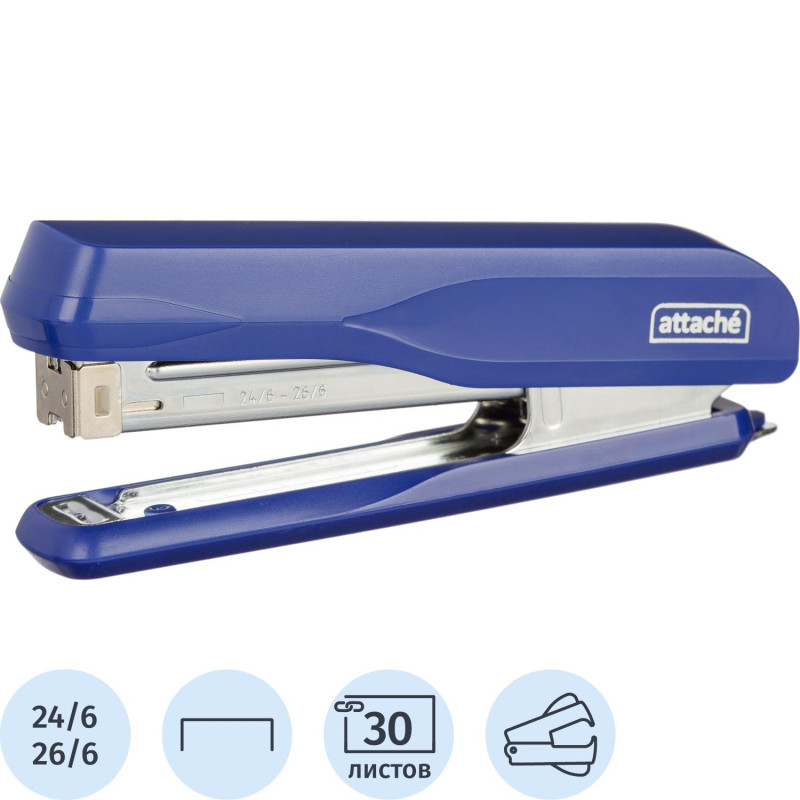 Степлер Attache MSBL2430 (№24/6-26/6) до 30 лист.,металл, синий