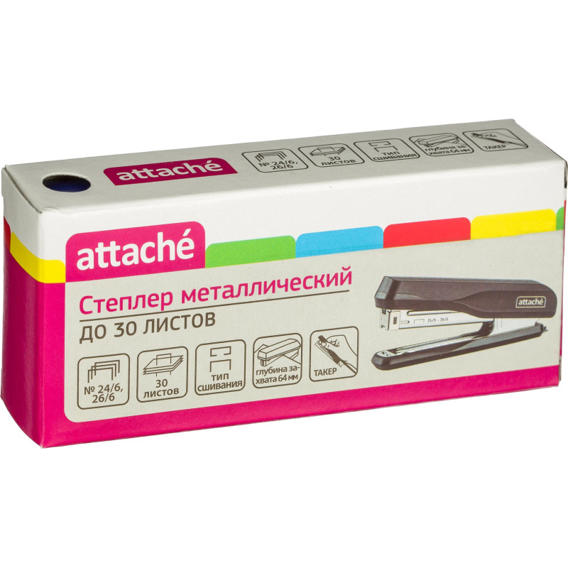 Степлер Attache MSBL2430 (№24/6-26/6) до 30 лист.,металл, синий