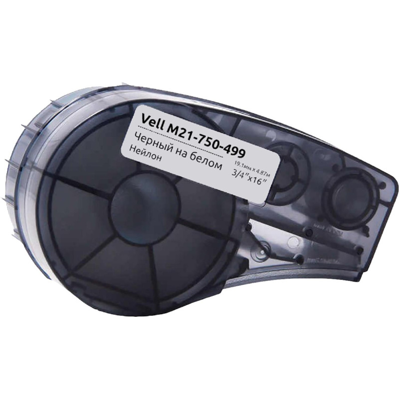 Картридж Vell M21-750-499 (19.05 мм / 4.87 м,нейлон,чер. на бел,VL110895)