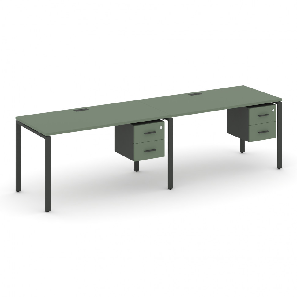 Concept Рабочая станция односторонняя с подвес. тумбами 2 места CN.ORS-113 A Кобо/Антрацит/Металл Ан