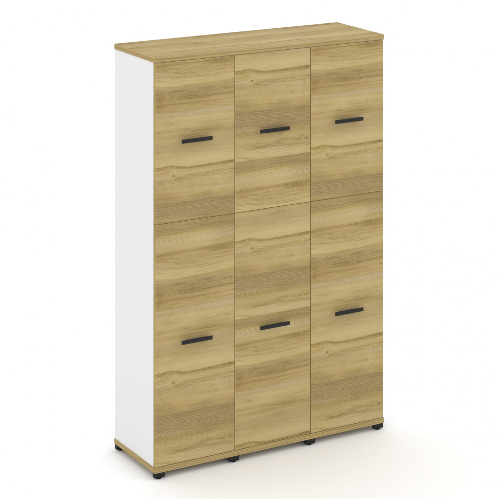 Concept Шкаф 3 узкие секции, 5 ниш CN.STU-535 B Дуб Винченцо/Белый Бриллиант/Металл Черный 1252*420*