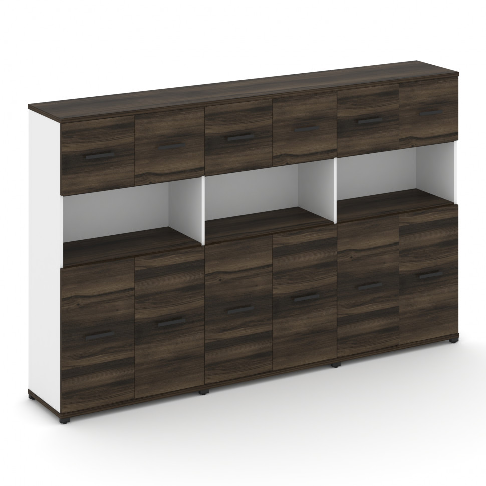 Concept Шкаф 3 широкие секции, 4 ниши CN.STS-435 B Дуб Мали/Белый Бриллиант/Металл Черный 2500*420*1