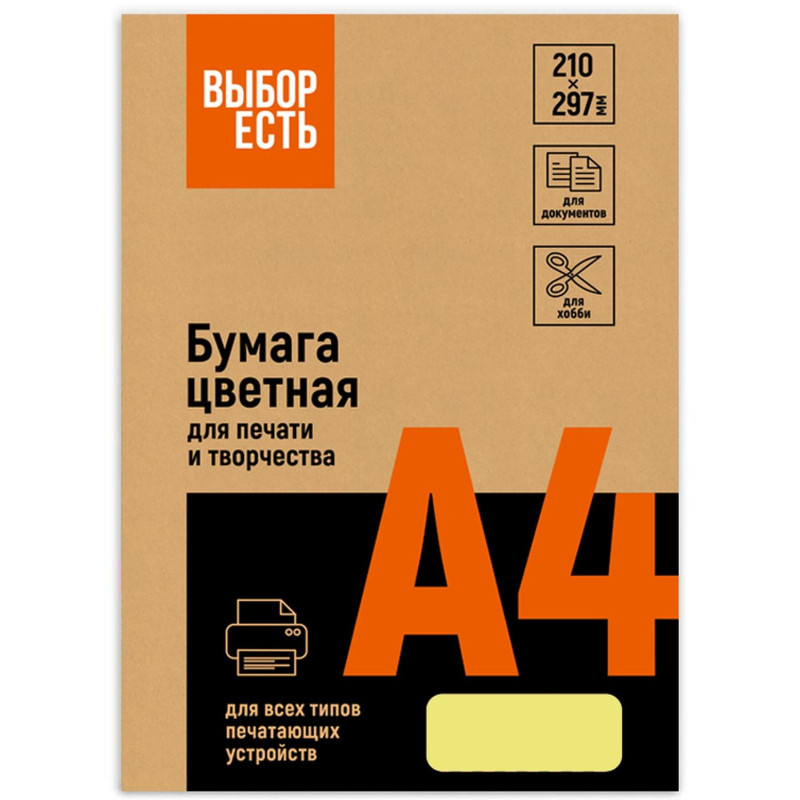 Бумага цветная Выбор есть (А4,80г,микс интенсив) пачка 100л