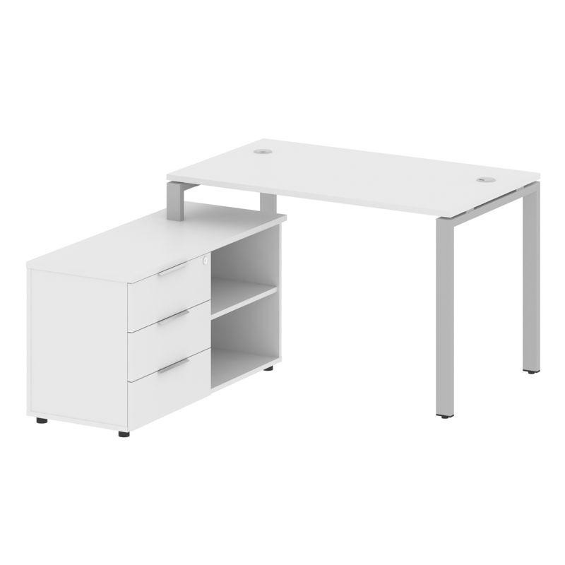 Metal System Рабочая станция с тумбой на П-образном м/к БП.РС-СТС-2.2 (L) Белый/Металл Серый 1300*15 Metal System Рабочая станция с тумбой на П-образном м/к БП.РС-СТС-2.2 (L) Белый/Металл Серый 1300*15