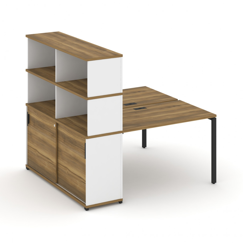 Concept Рабочая станция с опорным шкафом-купе с надставкой выс. CN.DRS-242 B Сандал Янтарный/Белый Б