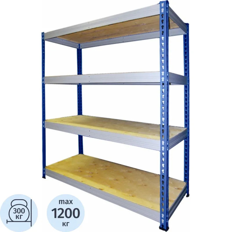 Стеллаж металлический MZ_МКФ15614-2.0   груз. 4 полки 1525х610х2000