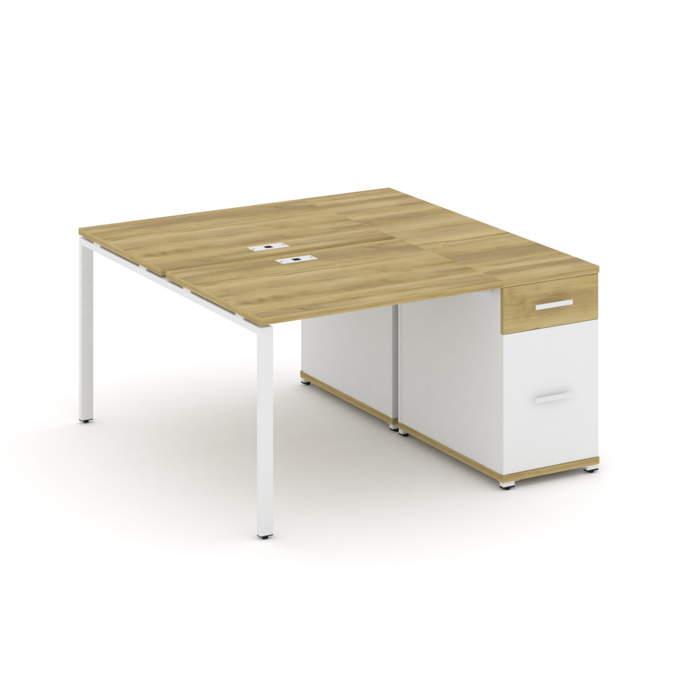 Concept Рабочая станция с 1 опорной тумбой CN.DRS-405 W Дуб Винченцо/Белый Бриллиант/Металл Белый 14