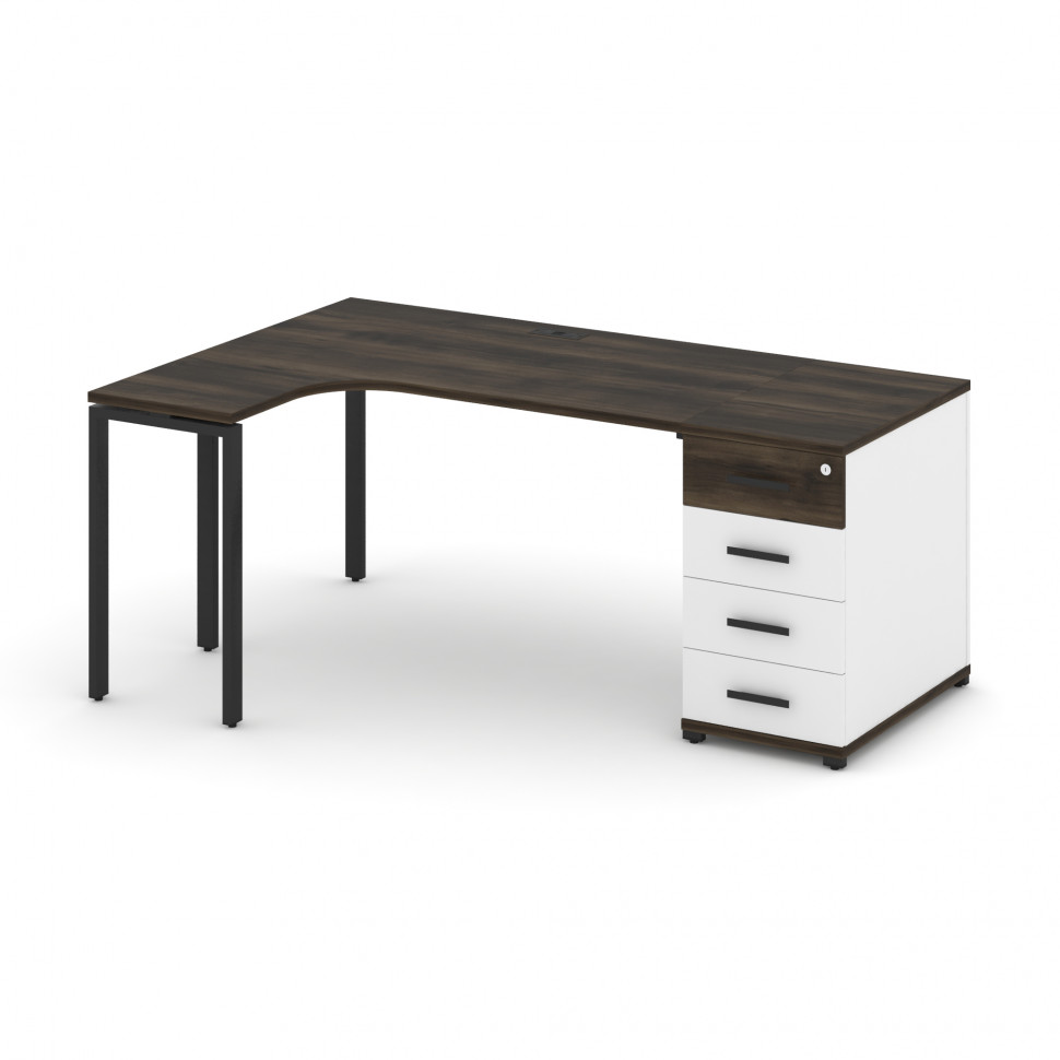 Concept Стол эргономичный CN.SA-401(L) B Дуб Мали/Белый Бриллиант/Металл Черный 1800*1180*750