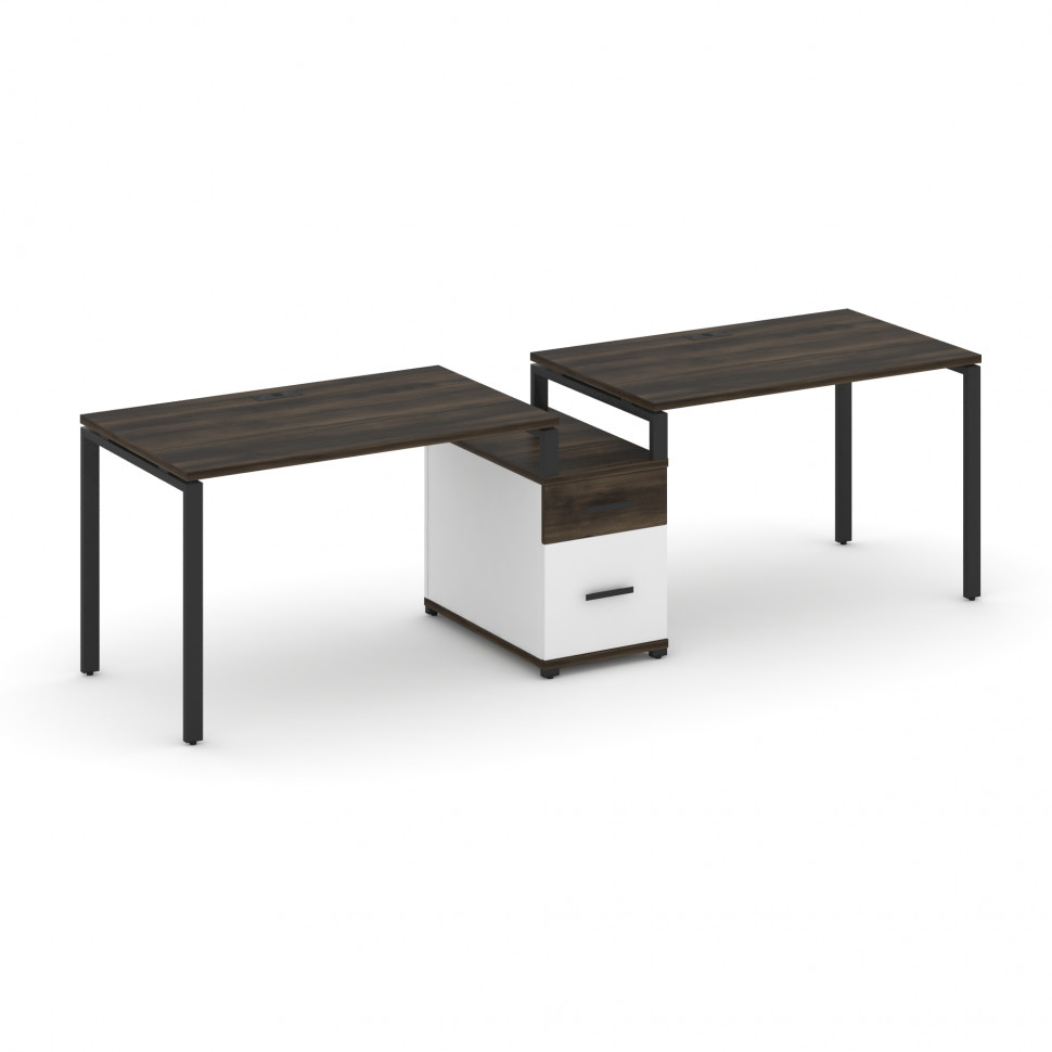 Concept Рабочая станция 2 места с 1 опорной тумбой CN.ORS-306 B Дуб Мали/Белый Бриллиант/Металл Черн