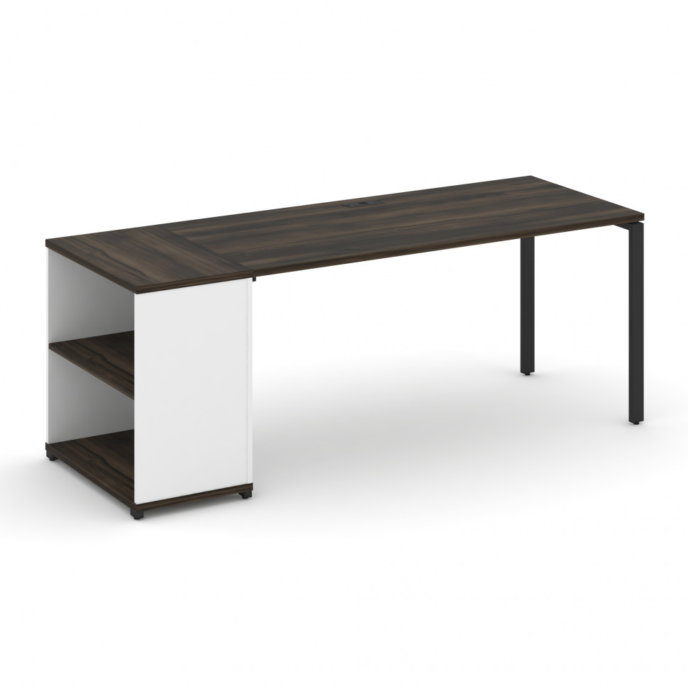 Concept Стол рабочий с опорным стеллажом CN.SP-204 Дуб Мали/Белый Бриллиант/Металл Черный 2000*720*7