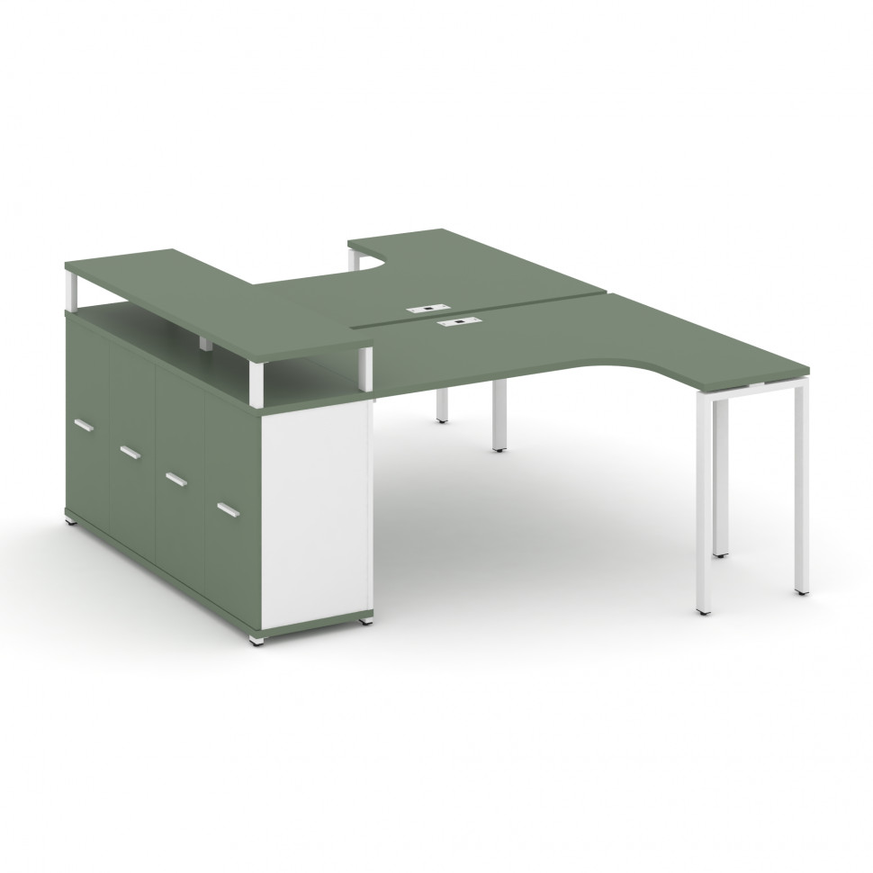 Concept Рабочая станция с опорным распаш. шкафом с верх. горизонтом CN.DSA-211 W Кобо/Белый Бриллиан