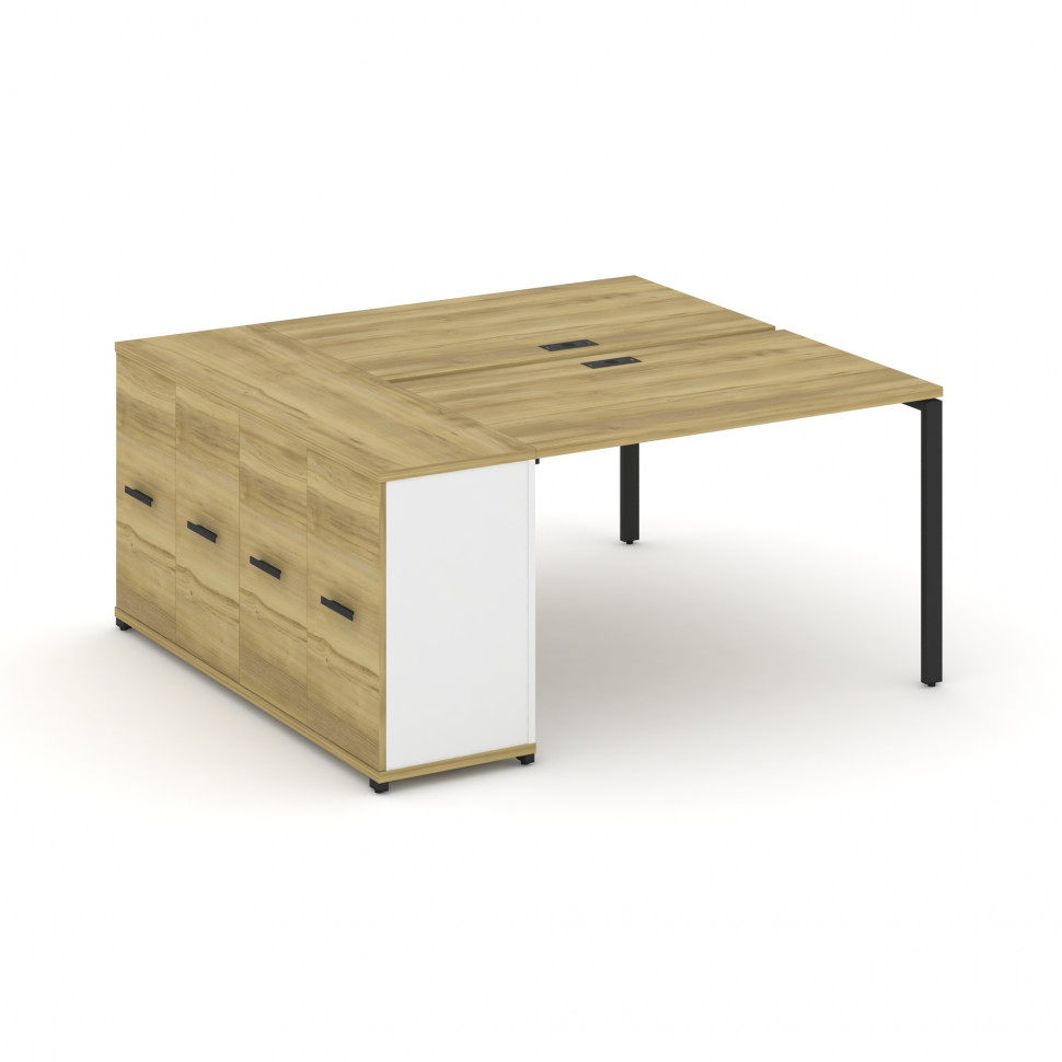 Concept Рабочая станция с опорным распаш. шкафом CN.DRS-218 B Дуб Винченцо/Белый Бриллиант/Металл Че