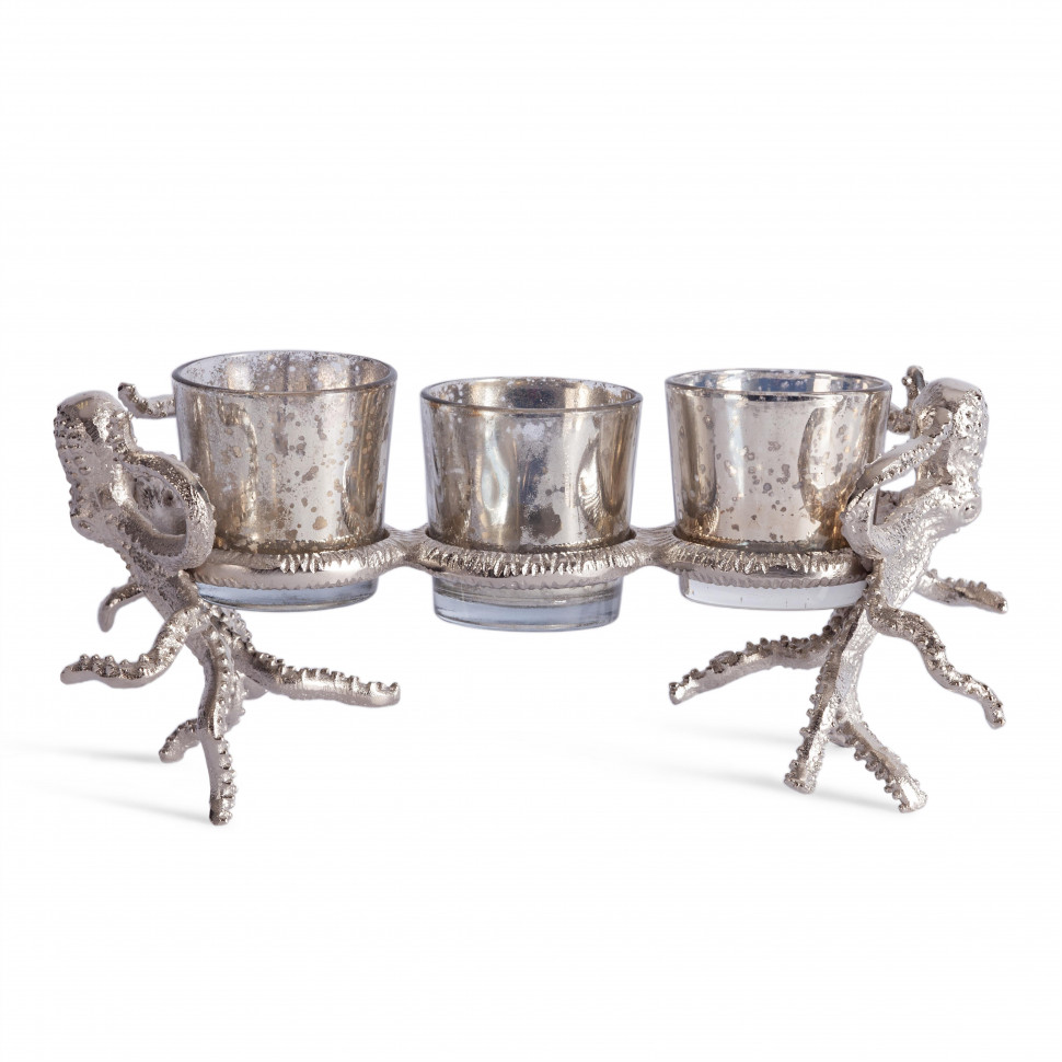 Подсвечник Secret De Maison OCTOPUS3 ( mod. 3923 ) алюминиевый сплав, 24,5x11,5x11 см, никель/nickel antique