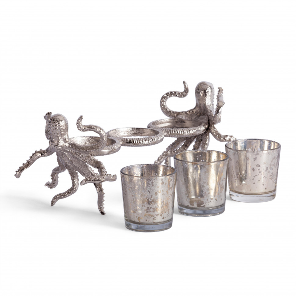Подсвечник Secret De Maison OCTOPUS3 ( mod. 3923 ) алюминиевый сплав, 24,5x11,5x11 см, никель/nickel antique