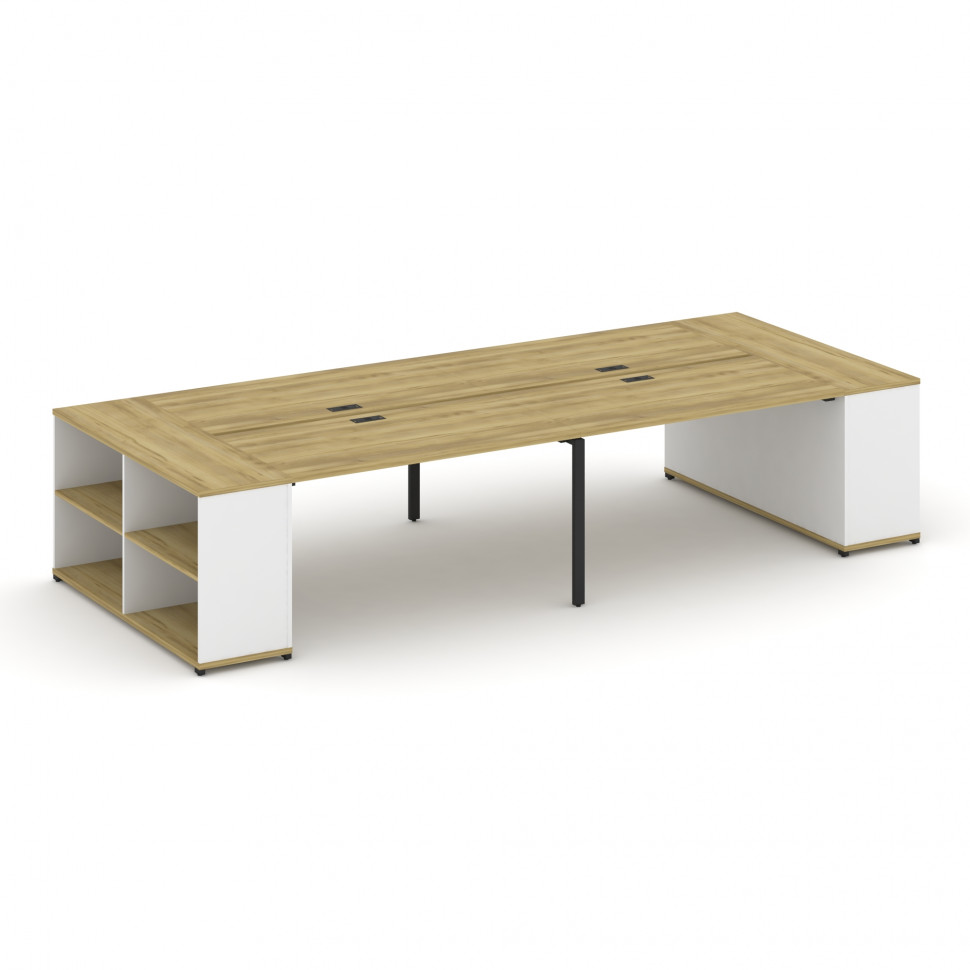 Concept Рабочая станция с опорными стеллажами CN.DRS-247 Дуб Винченцо/Белый Бриллиант/Металл Черный