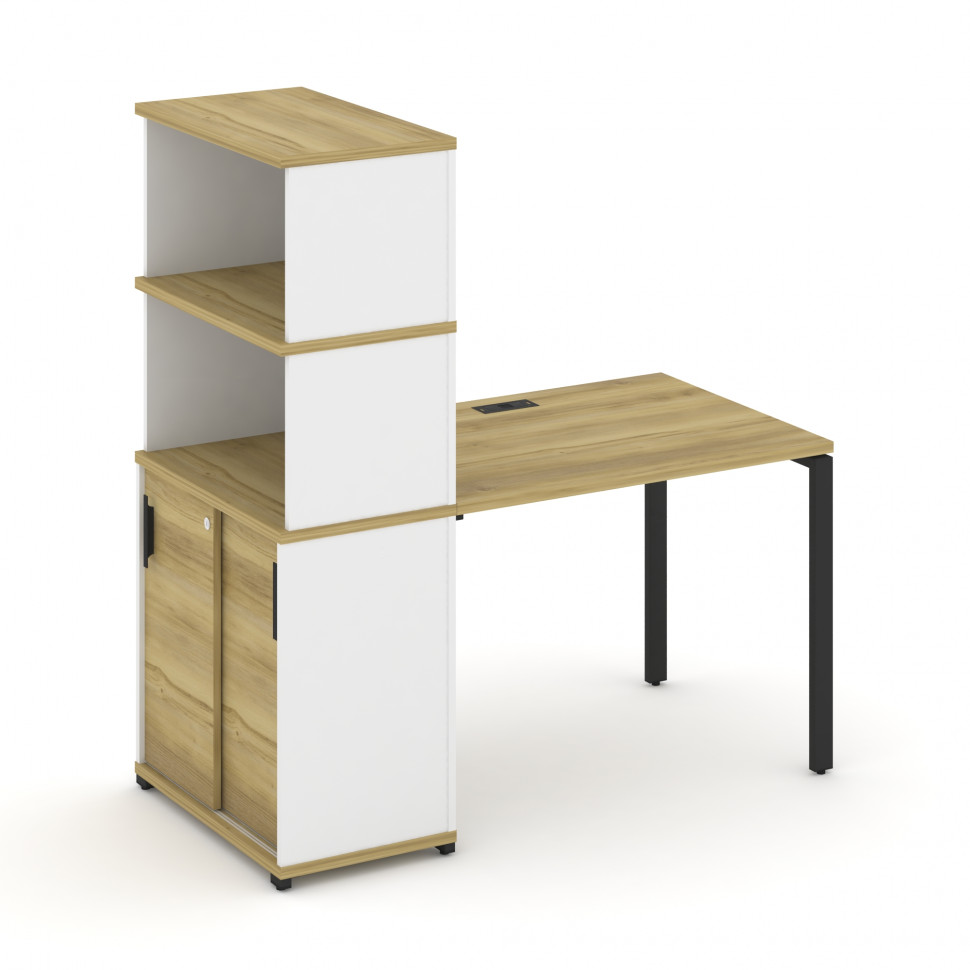 Concept Стол рабочий с опорным шкафом-купе с надставкой выс. CN.SP-241 B Дуб Винченцо/Белый Бриллиан
