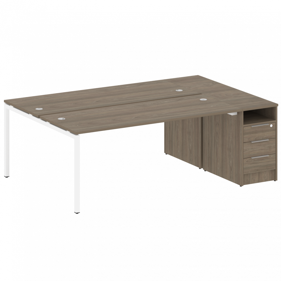 Metal System Quattro Рабочая станция с тумбой на П-образном м/к 40БП.РС-СТП-2.5 Вяз Благородный/Мета