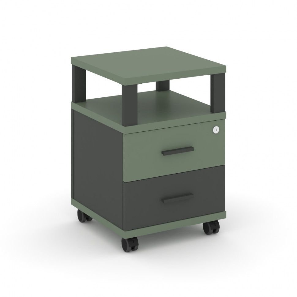 Concept Тумба мобильная 2 ящ. с надставкой CN.TUM-002 A Кобо/Антрацит/Металл Антрацит 420*420*615