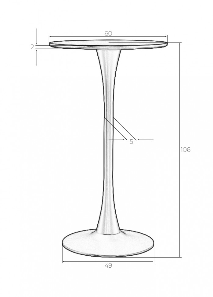 Стол барный MIA BAR, белая столешница, белое основание